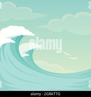 sea waves, ocean Stock Vector