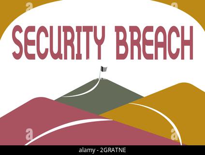 Text showing inspiration Security Breach. Word Written on incident that results in unauthorized access of data Mountain Range Drawing With Road Stock Photo