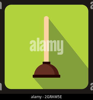 Cup plunger icon, flat style Stock Vector