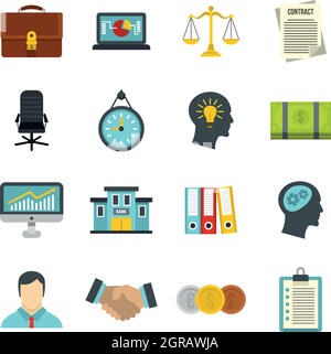 Banking icons set, flat style Stock Vector