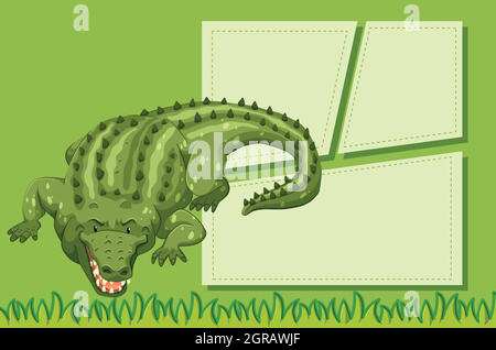 A crocodile on note template Stock Vector