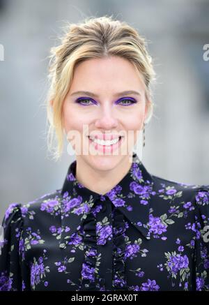 File photo dated 11/4/2019 of Scarlett Johansson. The actress and Walt Disney Studios have reached a settlement in the dispute over an alleged loss of earnings for superhero film Black Widow. Johansson sued the entertainment giant in July, claiming its release strategy for the movie deprived her of money. Issue date: Friday October 1, 2021. Stock Photo