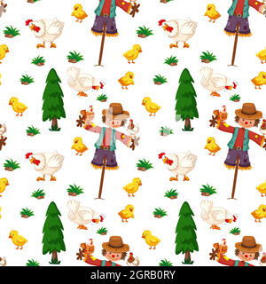 Farm animal group seamless pattern Stock Vector