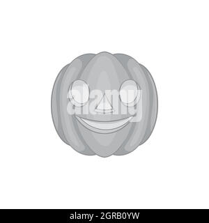 Pumpkin lantern icon, black monochrome style Stock Vector