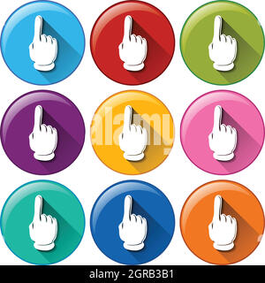 Buttons with fingers pointing upwards Stock Vector