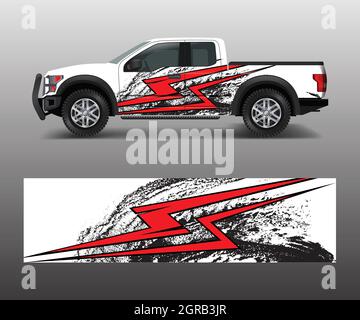 wrap graphic design vector for off road truck. Abstract sporty and adventure racing background. Full vector eps 10 Stock Vector
