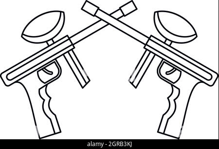 Paintball guns icon, outline style Stock Vector