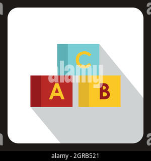 Alphabet cubes with letters A,B,C icon Stock Vector