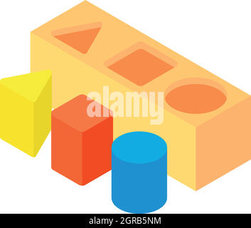 Different toy blocks icon, cartoon style Stock Vector