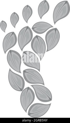 Footprint of leaves icon, black monochrome style Stock Vector