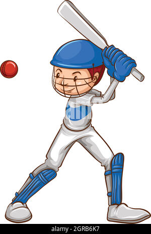 A sketch of a cricket player Stock Vector