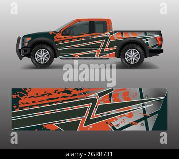 wrap graphic design vector for off road truck. Abstract sporty and adventure racing background. Full vector eps 10 Stock Vector