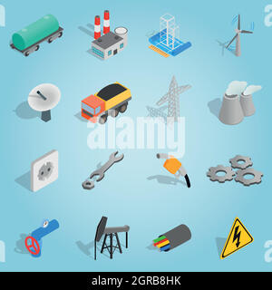 Industrial set icons, isometric 3d style Stock Vector
