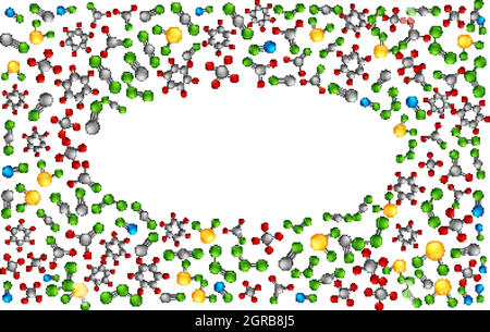 Frame design with different molecules of air pollution illustration ...