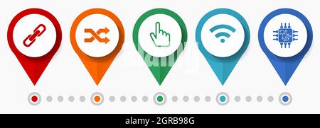 Web, internet, computer concept vector icon set, flat design pointers, infographic template Stock Vector