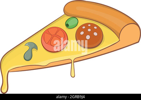 Pizza slice icon, cartoon style Stock Vector