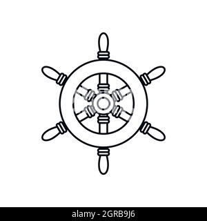 Ship steering wheel icon, outline style Stock Vector