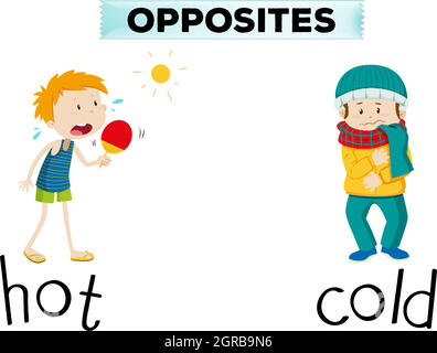 Opposite words for hot and cold Stock Vector