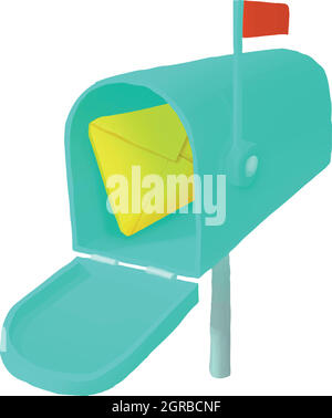 Mailbox with letter icon, cartoon style Stock Vector