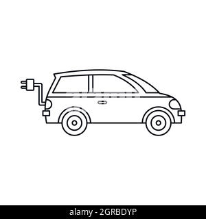 Electric car icon in outline style Stock Vector