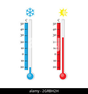 Thermometer Icon. Celsius and Fahrenheit Measuring Hot and Cold Temperature  Stock Vector - Illustration of background, object: 124679718