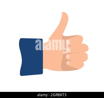 Thumbs up hand sign flat icon Stock Vector