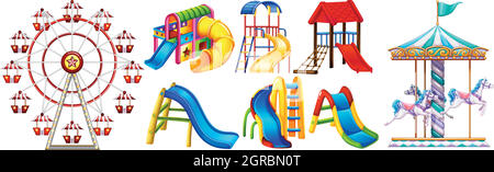 Different rides and play stations Stock Vector