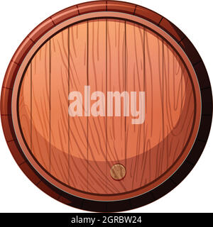 Front of Wine Oak Barrel on White Background Stock Vector