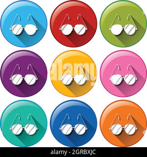 Round buttons. Glass colored icons with chrome frame Stock Vector Image ...
