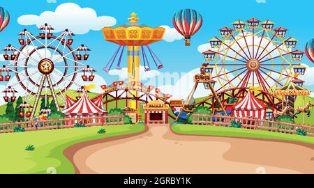 Fun fair amusement park empty illustration Stock Vector Image & Art - Alamy
