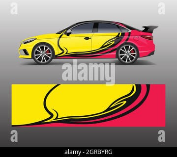 Car decal graphic vector wrap vinyl sticker. Graphic abstract wave shape designs for branding, race and drift car template design vector Stock Vector