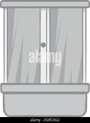 Shower cabin icon, black monochrome style Stock Vector