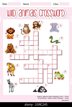 Wild Animals Crossword Template Illustration Stock Vector Image Art Alamy