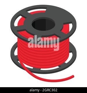 3d printer supplies. Colored plastic material for 3d printer. 3d printing filament spool or coil on holder on white background. Stock Vector