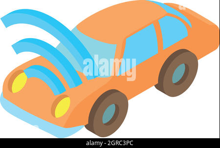 Car with Wi Fi icon, cartoon style Stock Vector