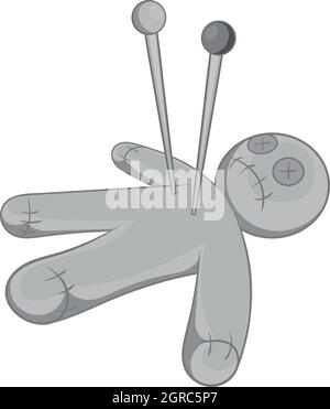 Voodoo doll icon, black monochrome style Stock Vector