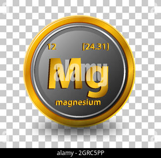 Magnesium chemical element. Chemical symbol with atomic number and atomic mass. Stock Vector