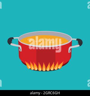 Boiling Water Pan Red Cooking Pot Stove Water Steam Stock Photos - Free &  Royalty-Free Stock Photos from Dreamstime