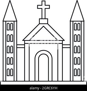 Catholic church building icon, outline style Stock Vector