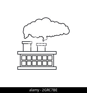 Factory building with smoking pipes icon Stock Vector