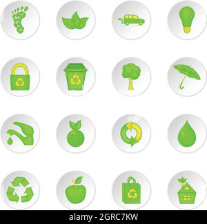 Nature icons set, cartoon style Stock Vector
