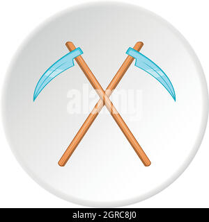 Death scythe icon, cartoon style Stock Vector