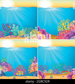 Background scene with coral reef underwater Stock Vector