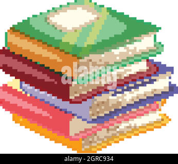 Set of different color books cartoon style isolated on white background Stock Vector