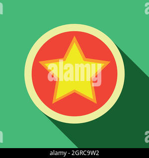 Star in circle icon, flat style Stock Vector