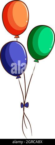 A drawing of three colourful balloons Stock Vector