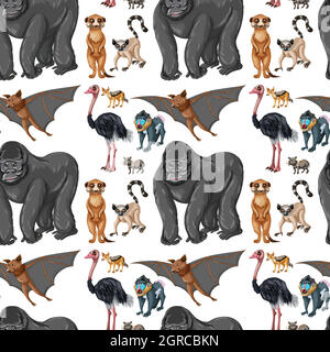 Seamless background with wild animals Stock Vector