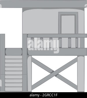 Rescue booth on the beach icon, monochrome style Stock Vector