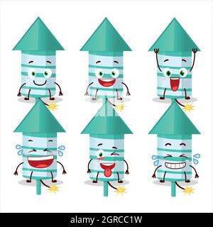 Cartoon character of rocket firework green with smile expression. Vector illustration Stock Vector