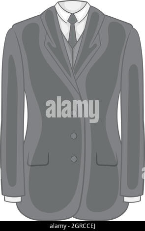 Man suit with tie icon, black monochrome style Stock Vector